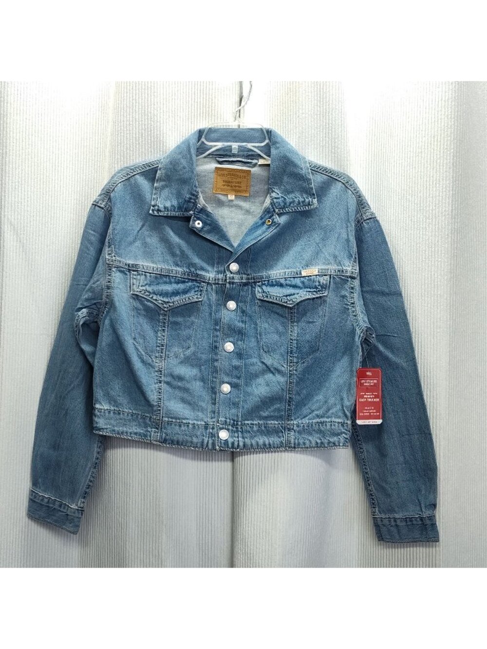 Levi Strauss Signature Easy Trucker Denim Jacket Relaxed Fit Cotton Women XS NWT